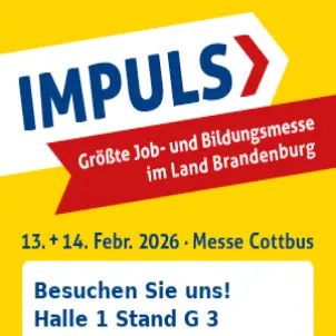 Ankündigung der Bildungsmesse Impuls im Februar 2026 in Cottbus.