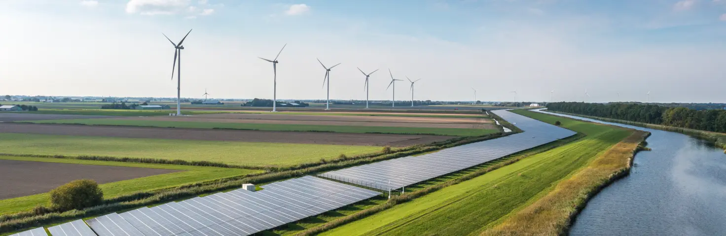 Wind- und Solaranlege der GASAG-Gruppe in Brandenburg Bild mit KI erstellt.