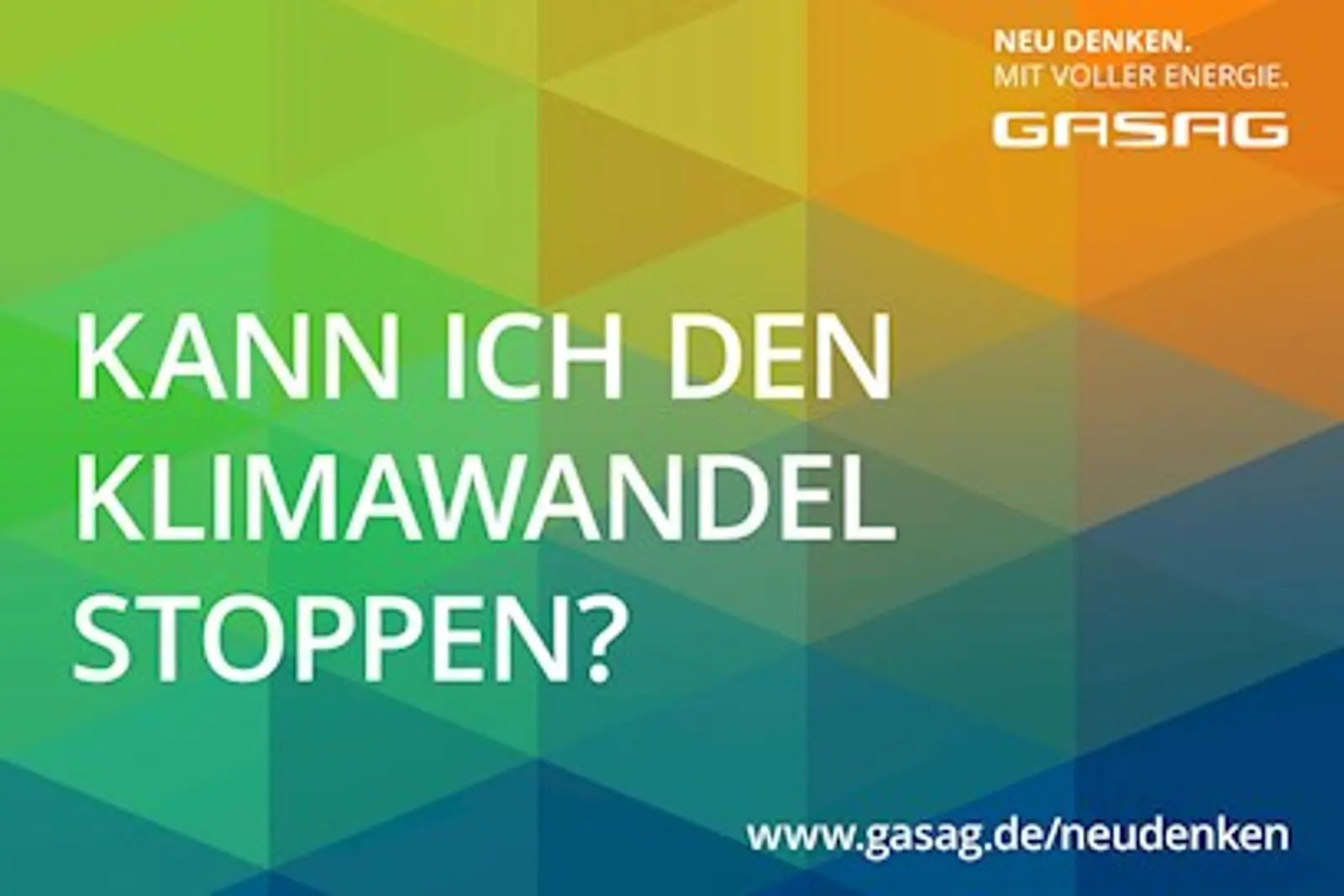 GASAG Kampagnenbild mit grünen, blauen und orangefarbenen Kacheln und dem Slogan