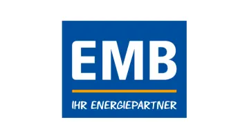 Logo der EB Energie Mark Brandenburg, weiße Schrift auf blauem Hintergrund