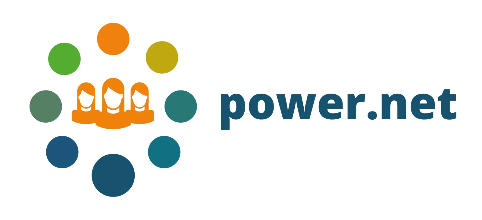 Mehrfarbiges Logo von power.net, dem Frauennetzwerk der GASAG-Gruppe. Bild mit KI erstellt.